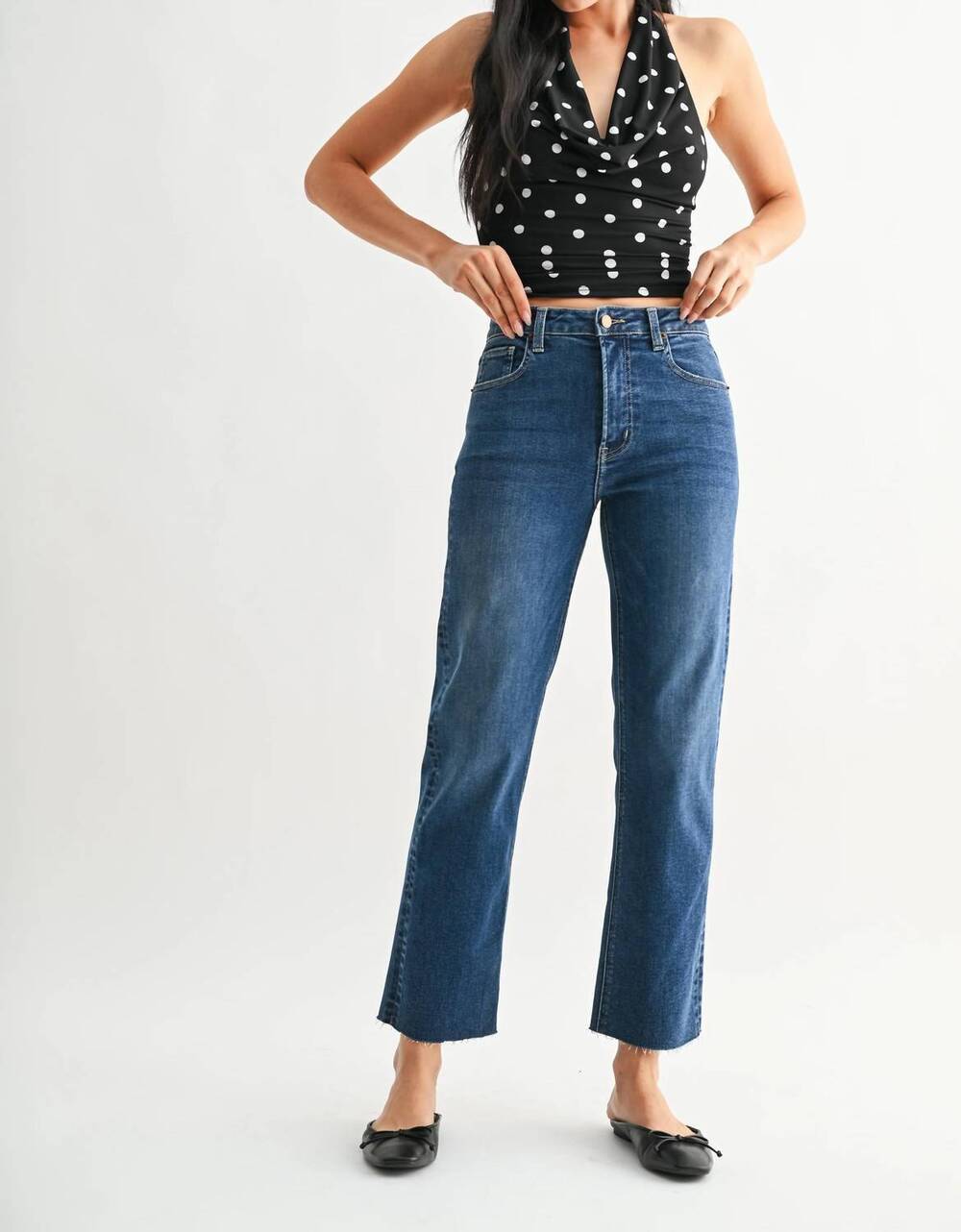 NEW JBD. scissor hem straight jean in dark denim